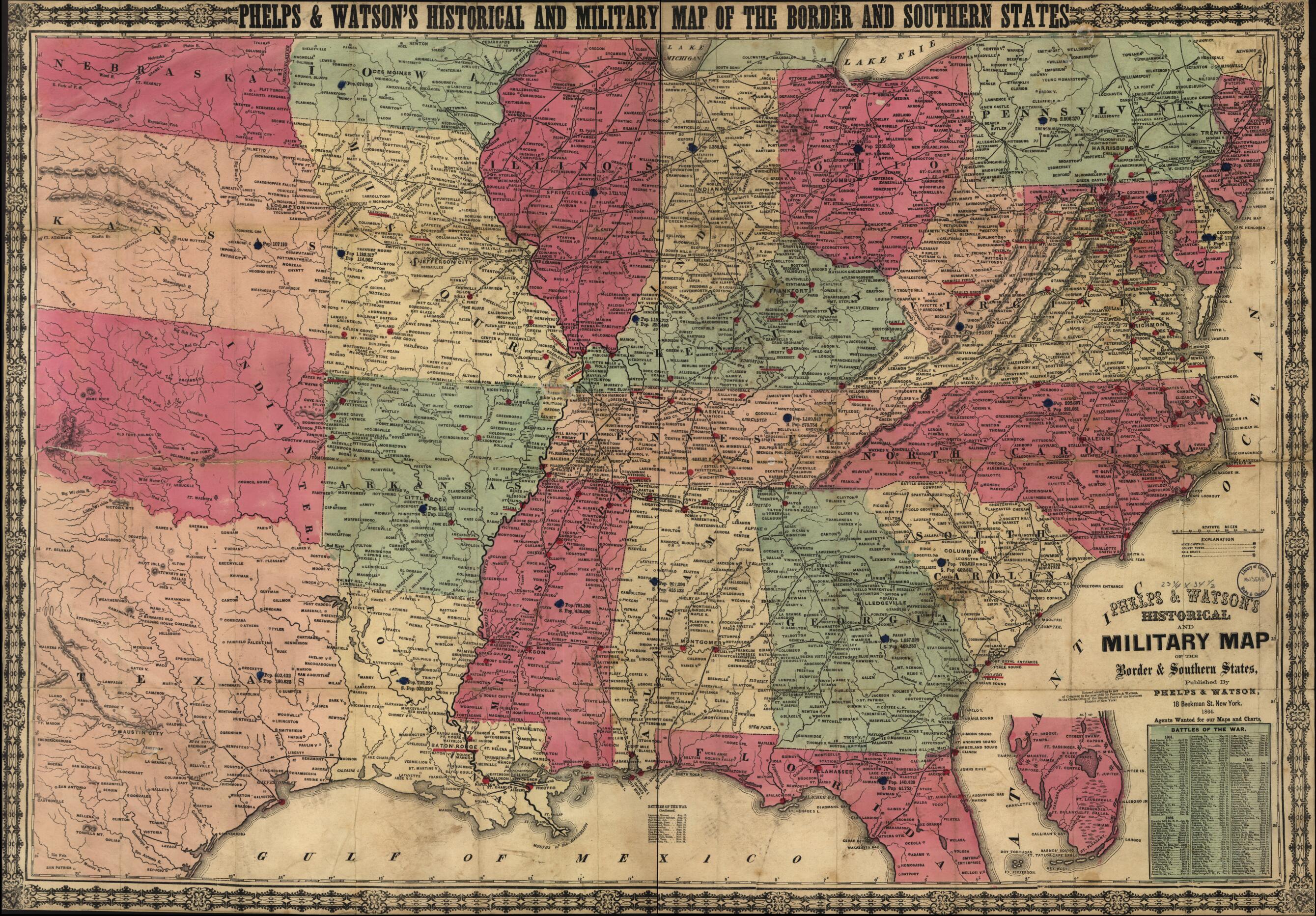 Phelps & Watson's Historical and Military Map of the Border & Southern ...