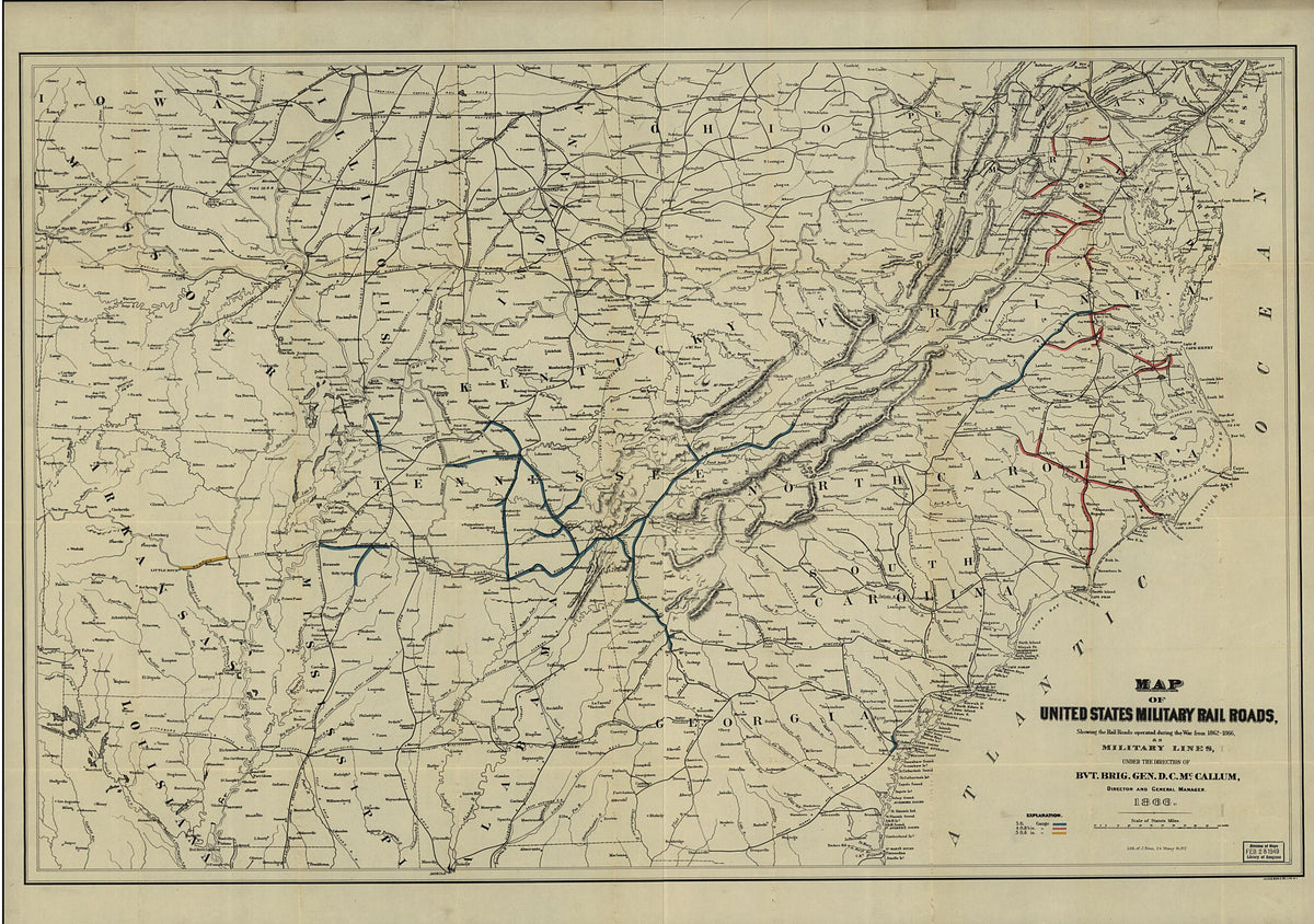 United States 1866 by Relic Map Company