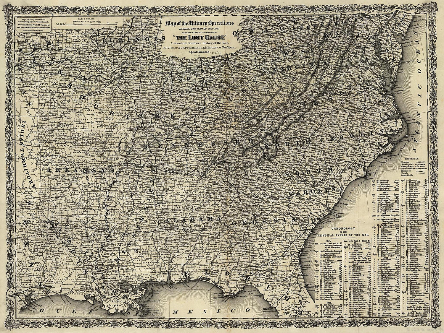 This old map of 1865 Designed Expressly to Accompany The Lost Cause, a Standard Southern History of the War from 1867 was created by G. Woolworth (George Woolworth) Colton in 1867