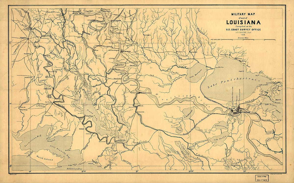 Military Map of Part of Louisiana 1863 by Relic Map Company