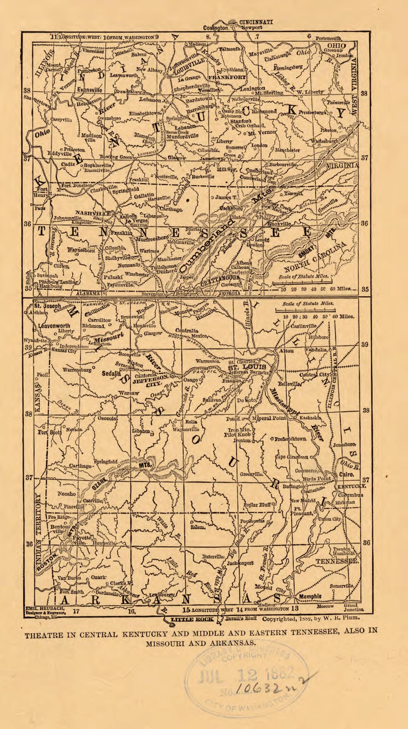 This old map of 65 from 1882 was created by William R. Plum in 1882