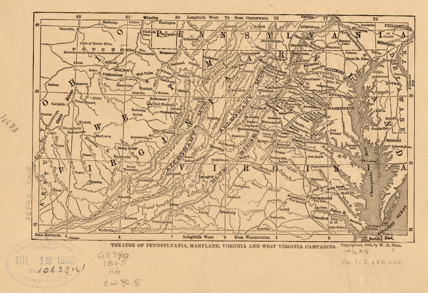 This old map of 65 from 1882 was created by William R. Plum in 1882
