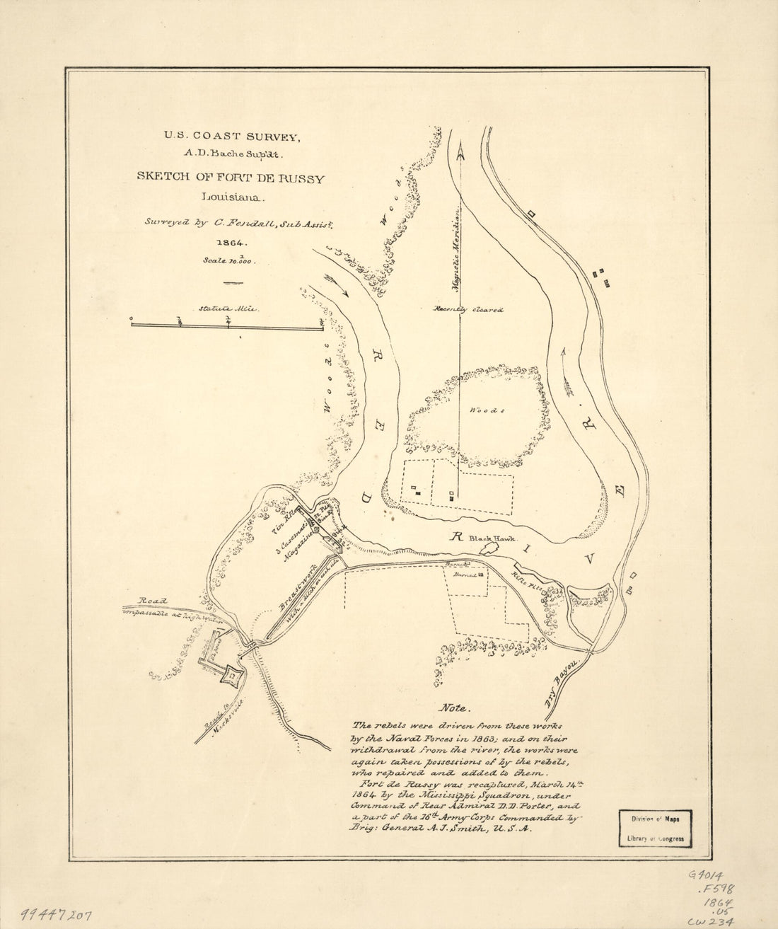 This old map of Sketch of Fort De Russy, Louisiana from 1864 was created by  United States Coast Survey in 1864