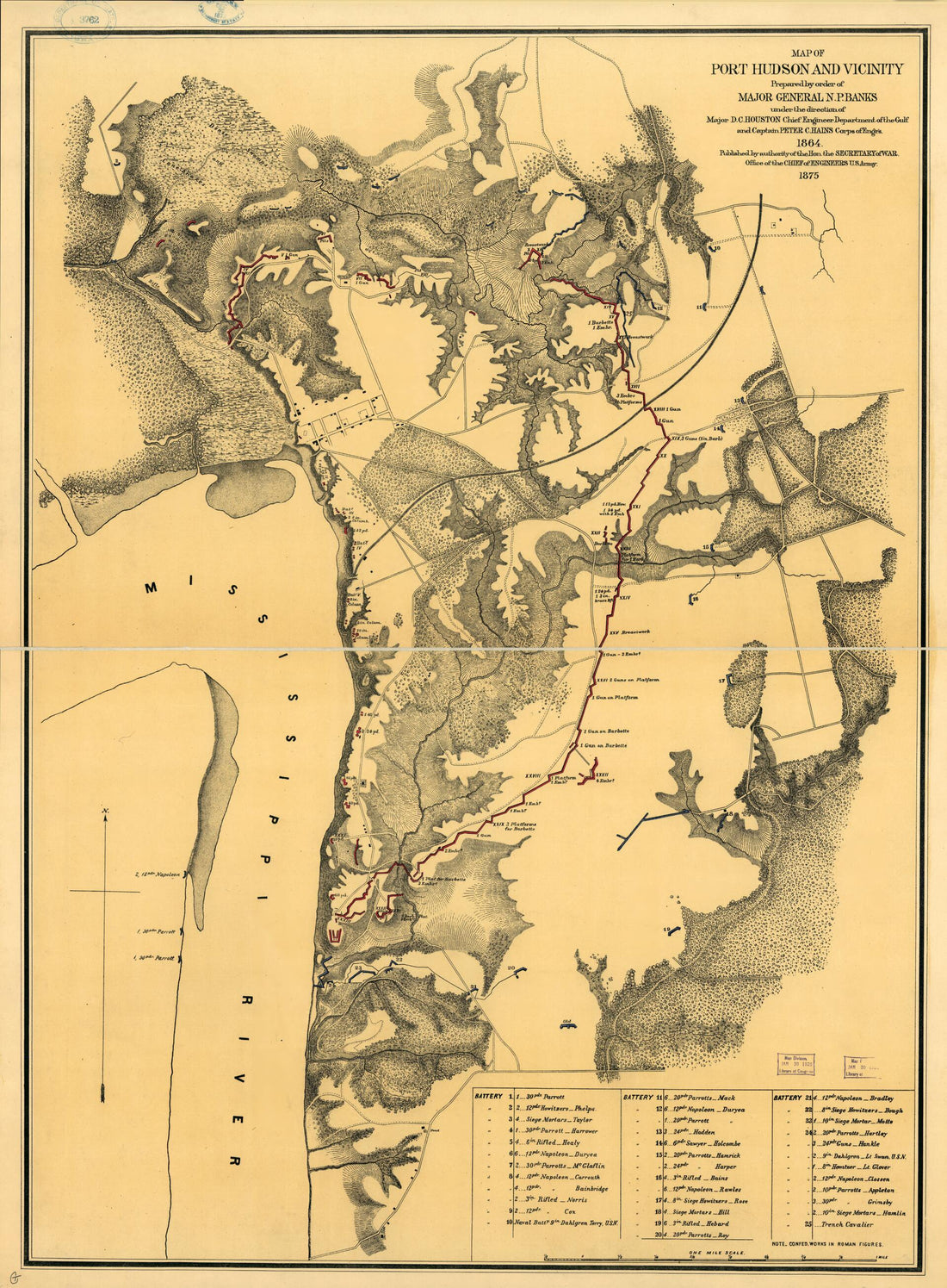 This old map of Map of Port Hudson and Vicinity from 1875 was created by Peter C. Hains, D. C. (David Crawford) Houston in 1875