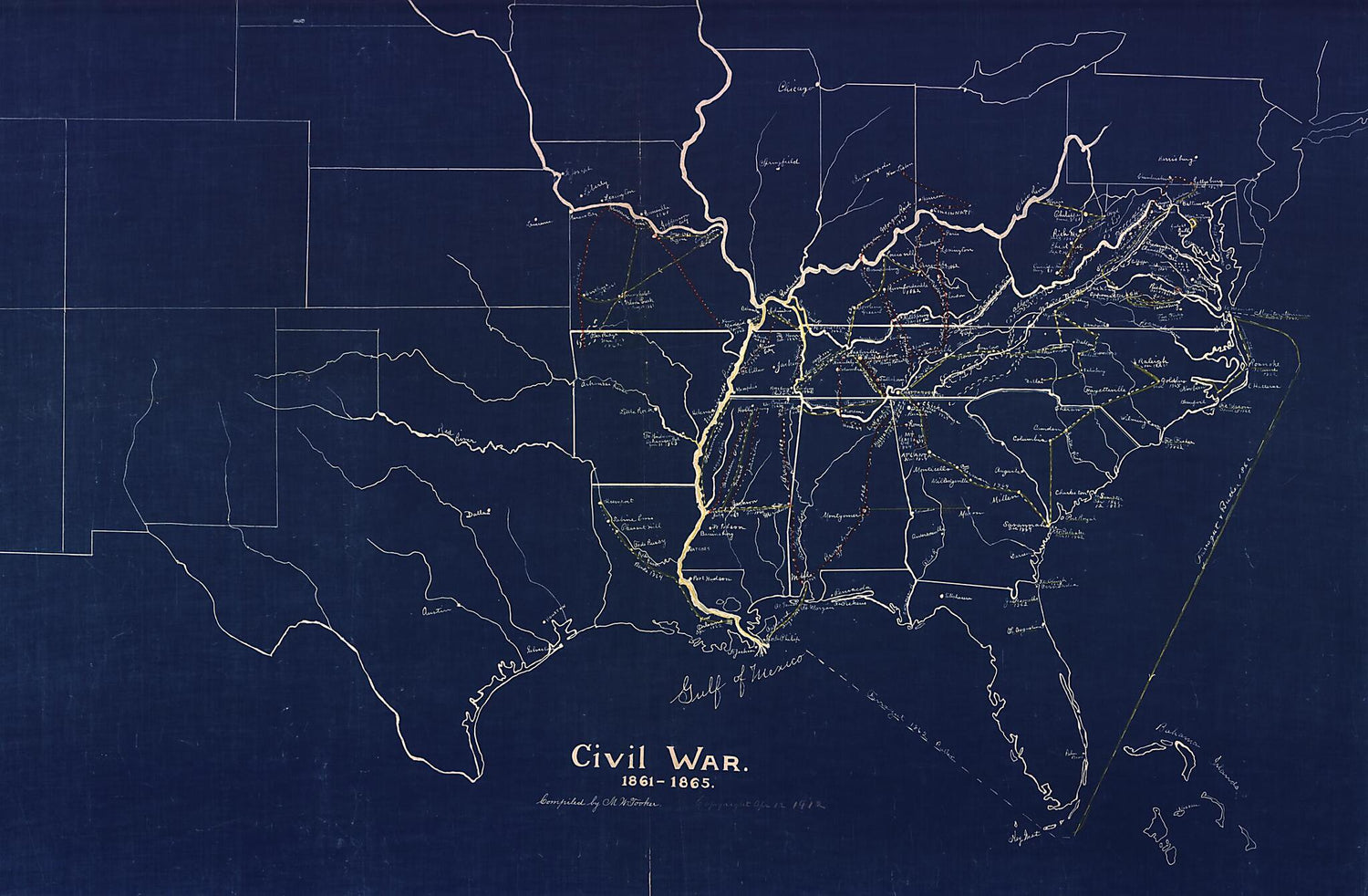 This old map of 1865 from 1912 was created by M. W. Tooker in 1912