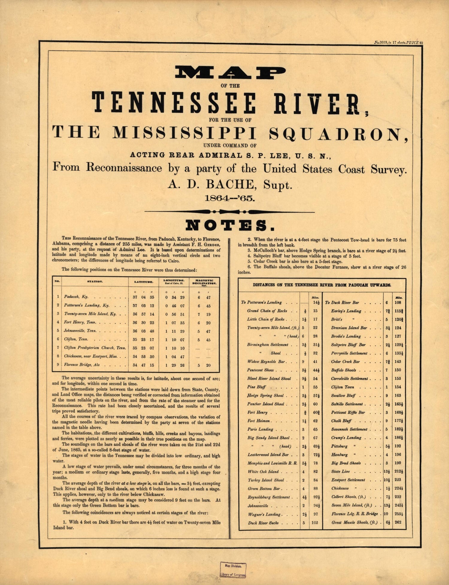 Map of the Tennessee River for the Use of the Mississippi Squadron in 1865 by Relic Map Company