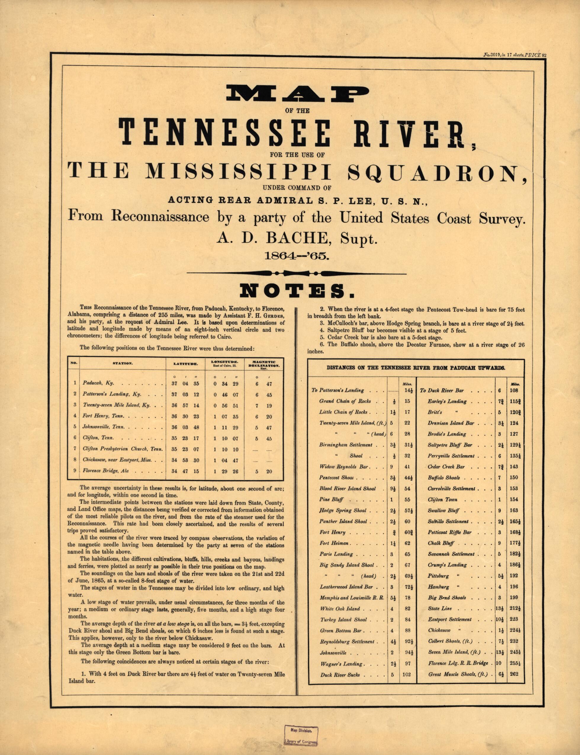Map of the Tennessee River for the Use of the Mississippi Squadron in 1865 by Relic Map Company