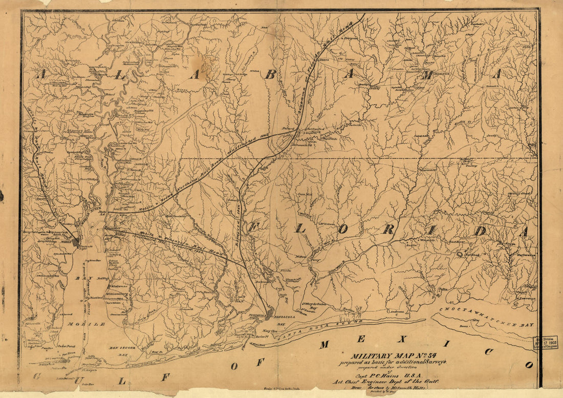 This old map of Military Map No. 54, Prepared As Basis for Additional Surveys from 1864 was created by Peter C. (Peter Conover) Hains, Helmuth Holtz in 1864