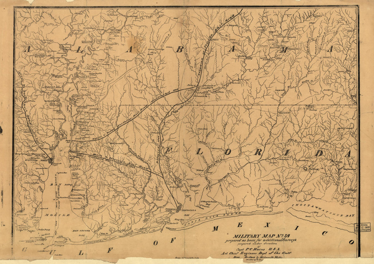 Military Map No. 54, Prepared As Basis for Additional Surveys 1864 by Relic Map Company