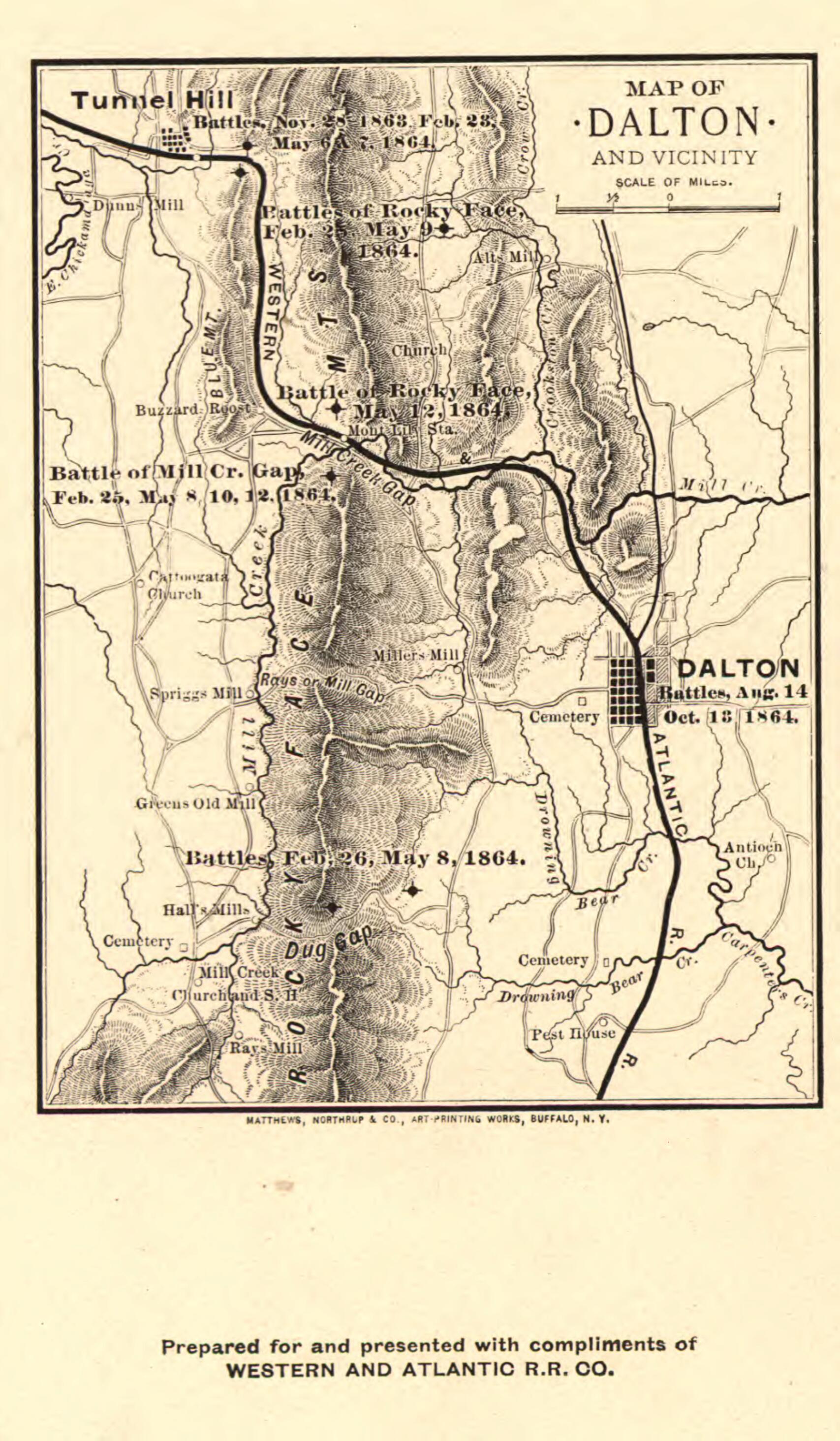 This old map of Map of Dalton and Vicinity. from 1864 was created by  Western and Atlantic Railroad Company in 1864