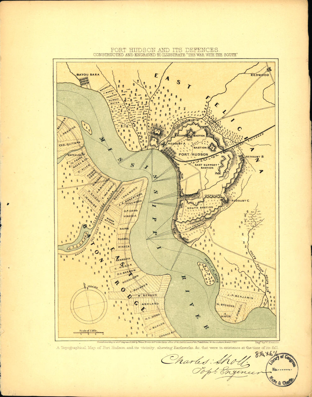 Port Hudson and Its Defences 1863 by Relic Map Company