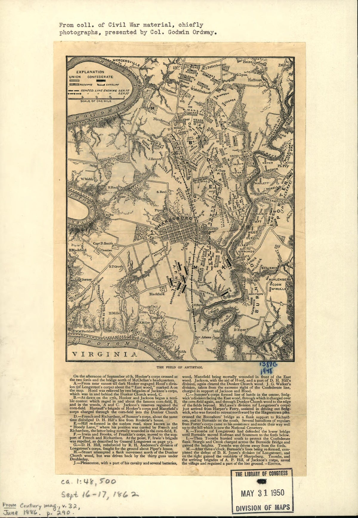 The Field of Antietam 1886 by Relic Map Company