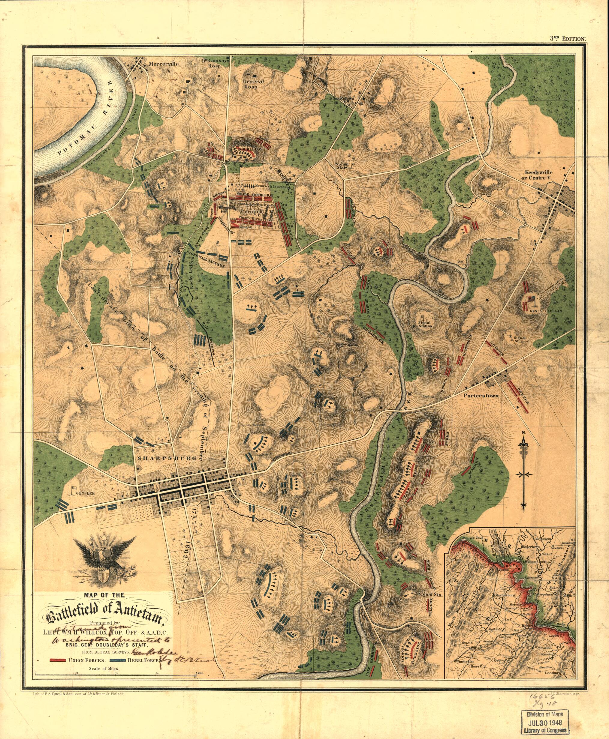 This old map of Map of the Battlefield of Antietam, Sept. 17, from 1862 was created by William H. Willcox in 1862