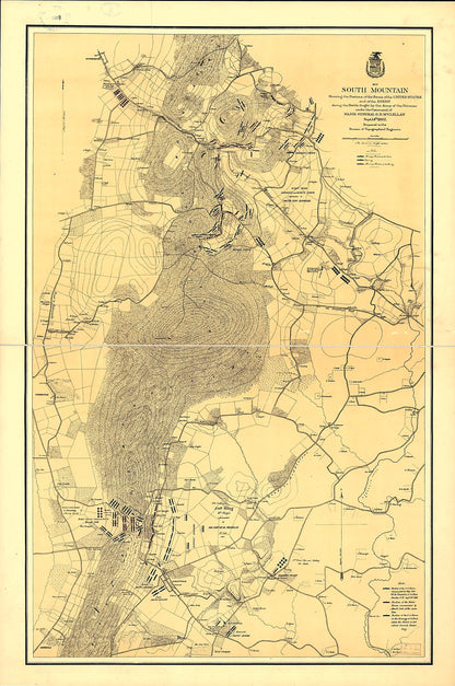 South Mountain Showing the Positions of the Forces of the United States and the Enemy During the Battle Fought by the Army of the Potomac Under the Command of Major General G. B. McClellan, Sept. 14th 1862 1872 by Relic Map Company
