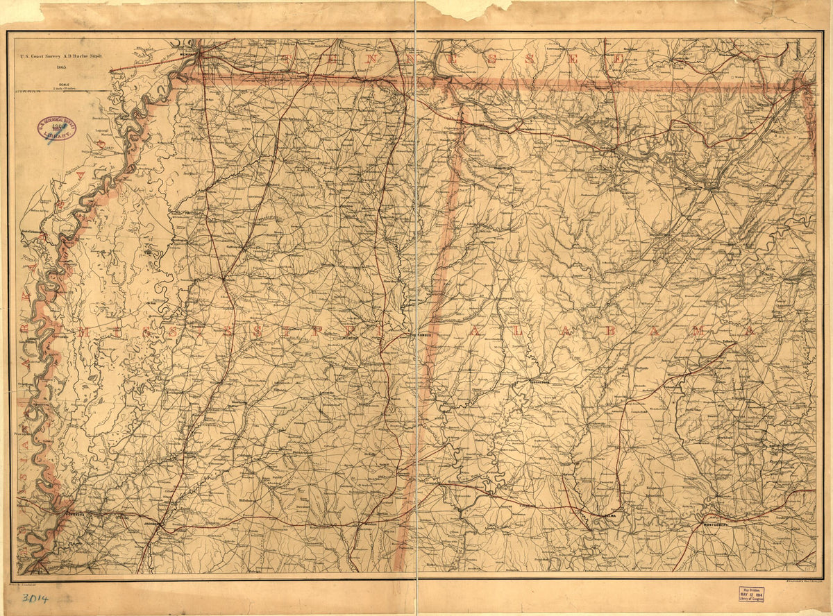 Northern Mississippi and Alabama 1865 by Relic Map Company