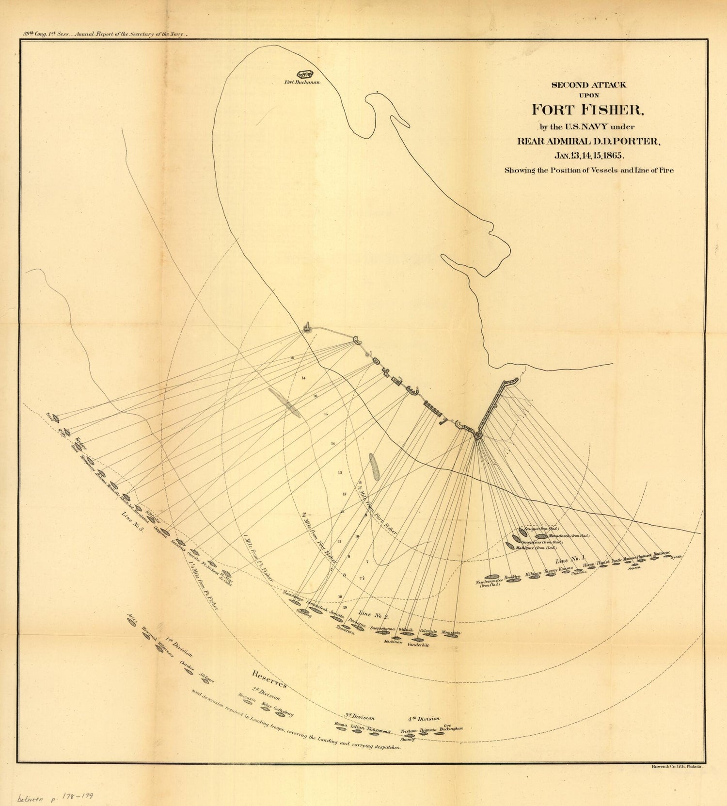 This old map of Second Attack Upon Fort Fisher by the U.S. Navy from 1865 was created by  United States. Navy in 1865