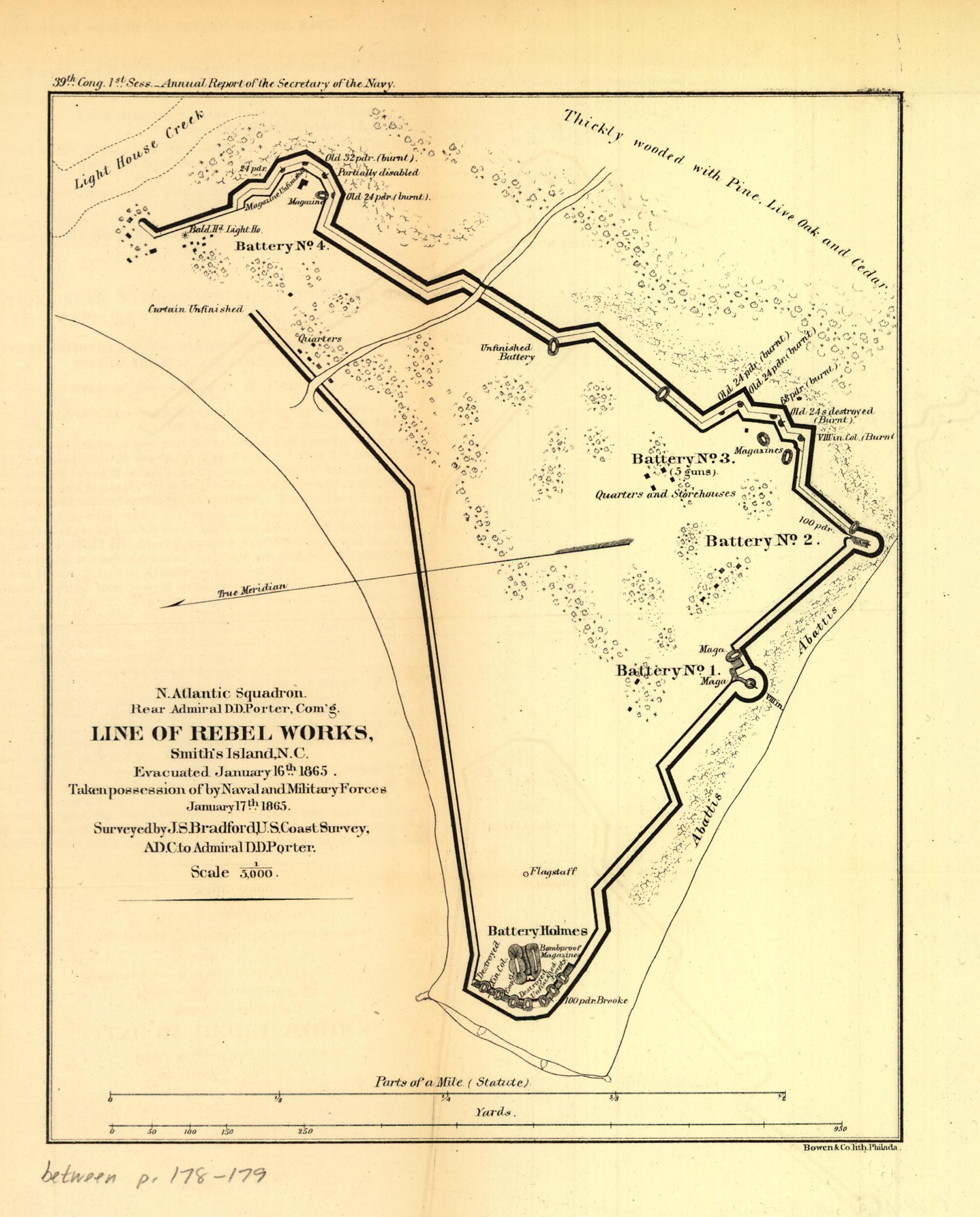 This old map of Line of Rebel Works, Smith&