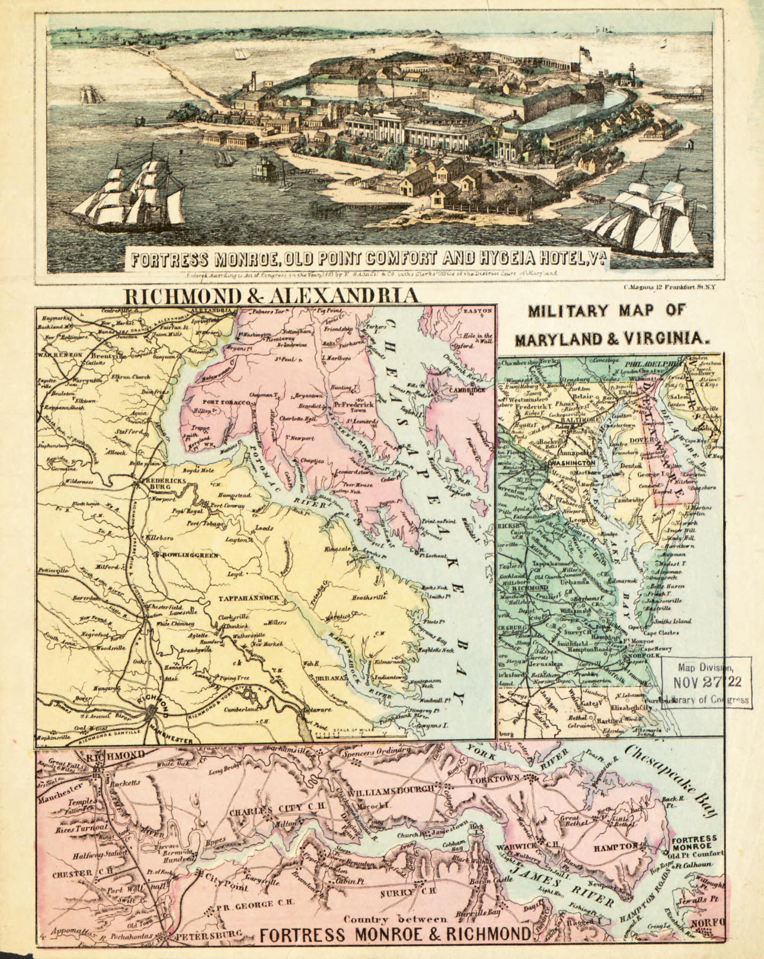 This old map of Theatre of War In Virginia. from 1861 was created by Charles Magnus in 1861