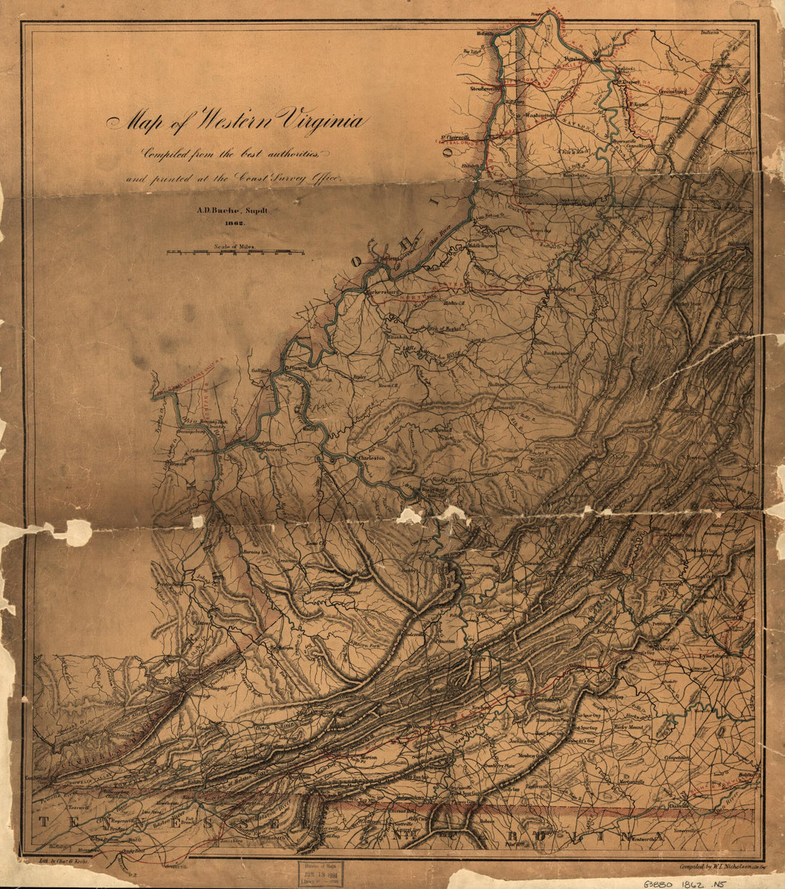 This old map of Map of Western Virginia from 1862 was created by W. L. Nicholson in 1862