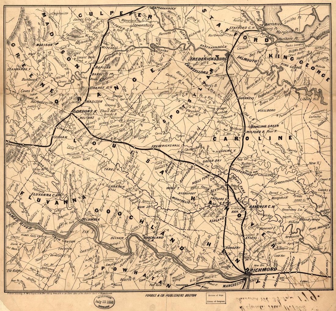 This old map of Theatre of the War! a Complete Map of the Battle Ground of Hooker&