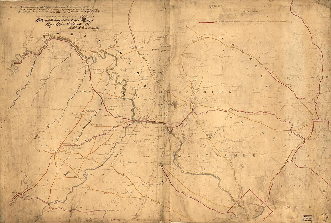 This old map of Part of Map of Portions of the Mility. Dep&