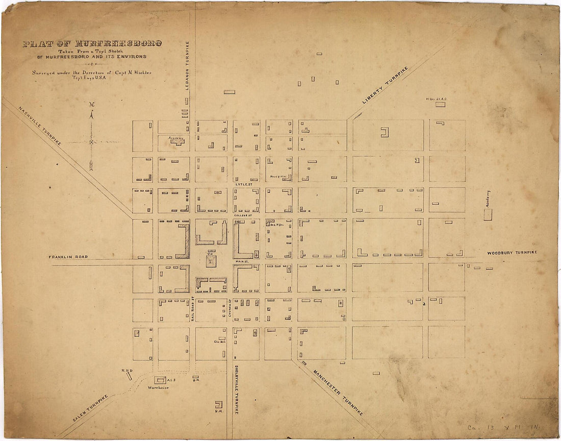 This old map of Plat of Murfreesboro. Taken from a Top&
