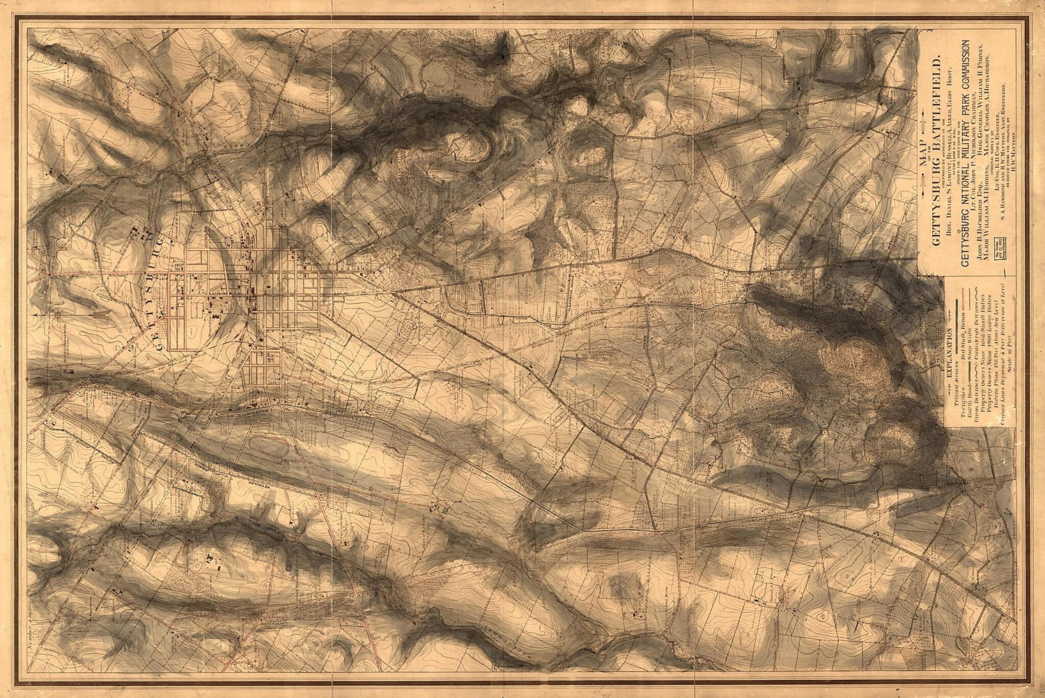 This old map of Map of the Gettysburg Battlefield from 1900 was created by Emmor B. Cope,  Gettysburg National Military Park Commission, H. W. Mattern in 1900
