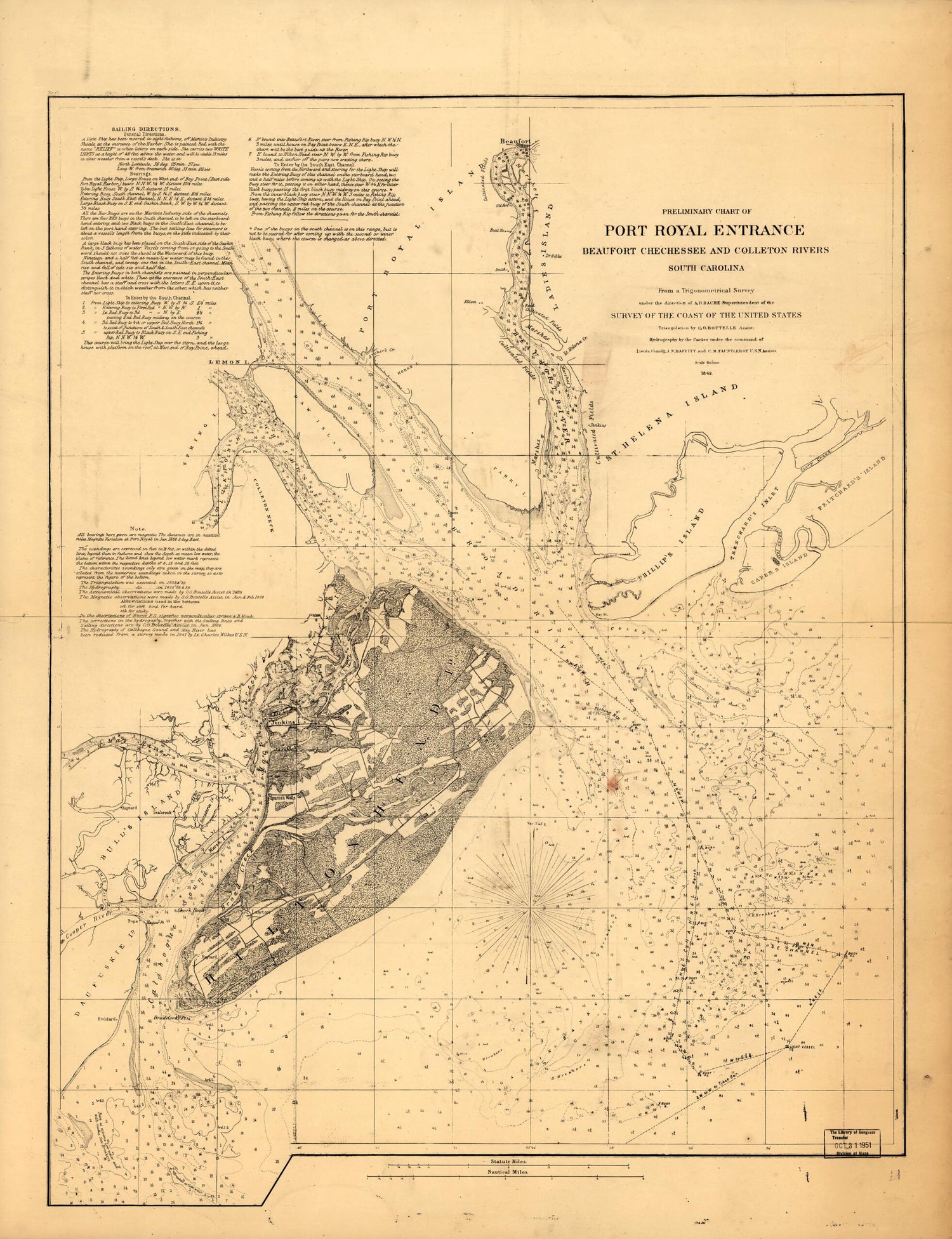 This old map of Preliminary Chart of Port Royal Entrance. Beaufort, Chechessee, and Colleton Rivers, South Carolina from 1862 was created by  United States Coast Survey in 1862