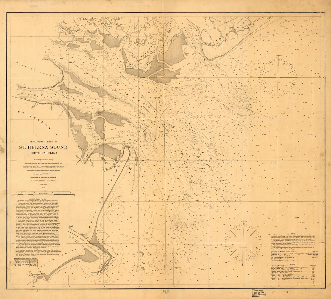 This old map of Preliminary Chart of St. Helena Sound, South Carolina from 1864 was created by  United States Coast Survey in 1864