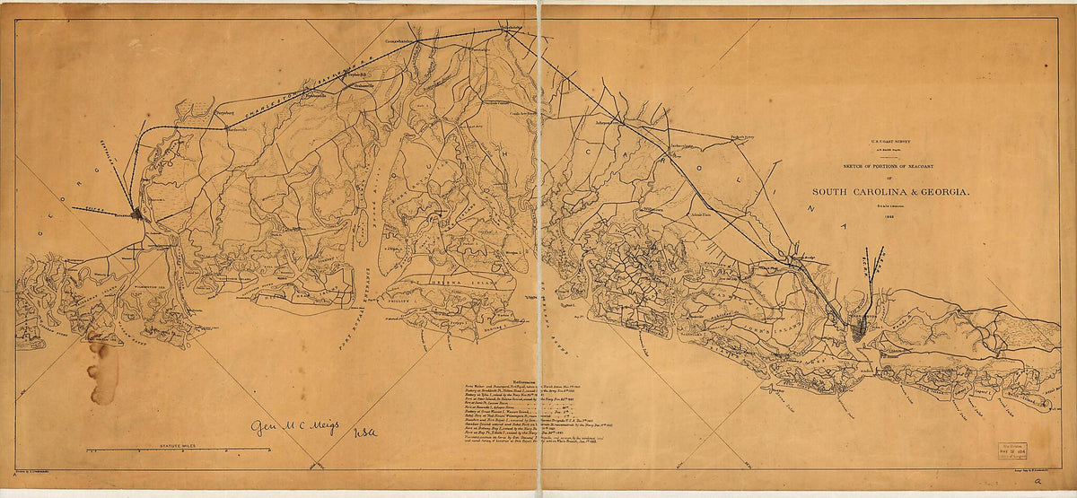 Sketch of Portions of Seacoast of South Carolina &amp; Georgia 1862 by Relic Map Company