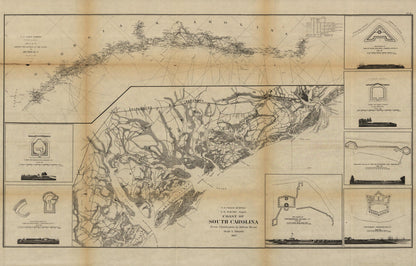 Coast of South Carolina from Charleston to Hilton Head 1862 by Relic Map Company
