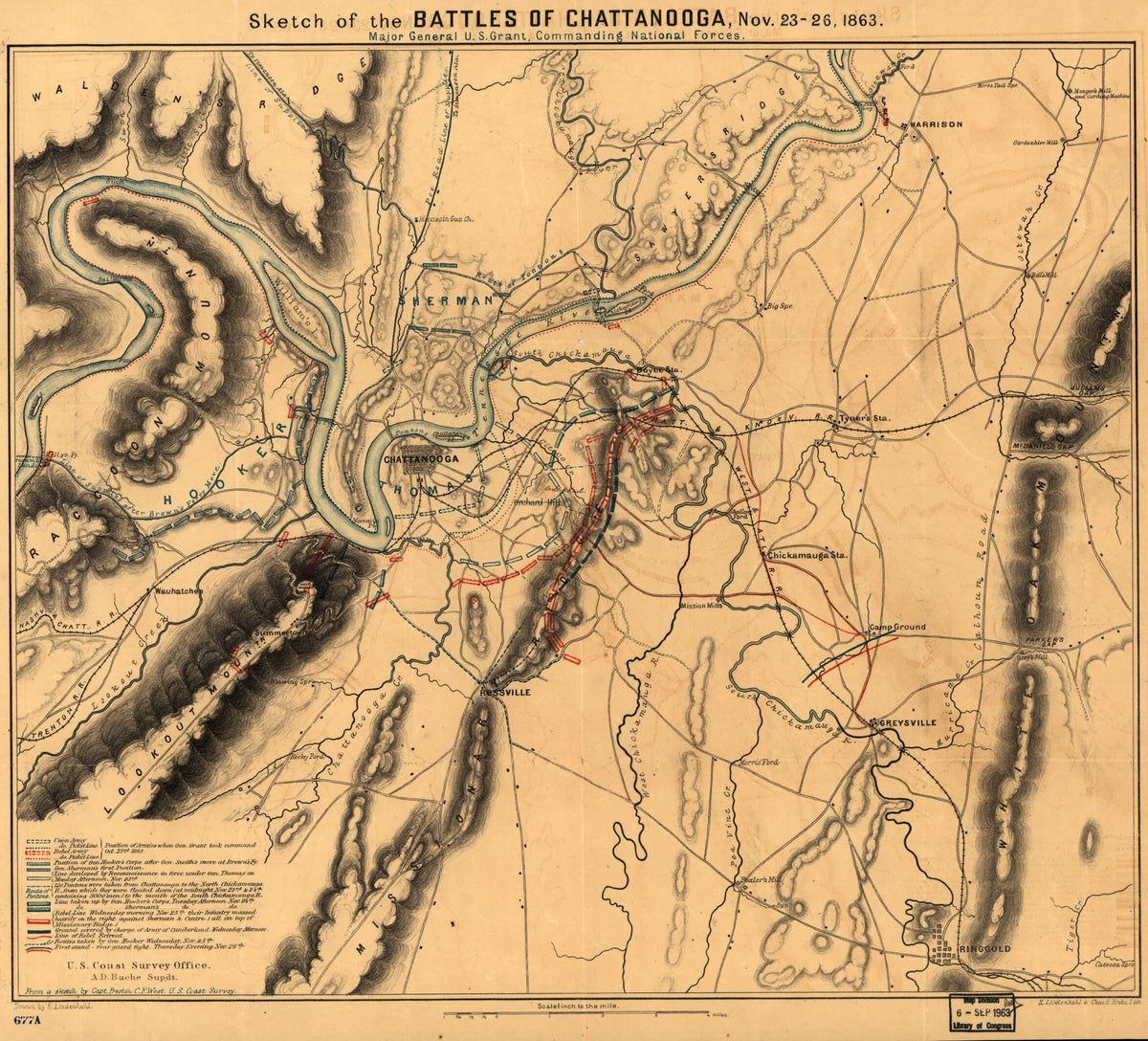 Chattanooga, Tennessee 1863 by Relic Map Company