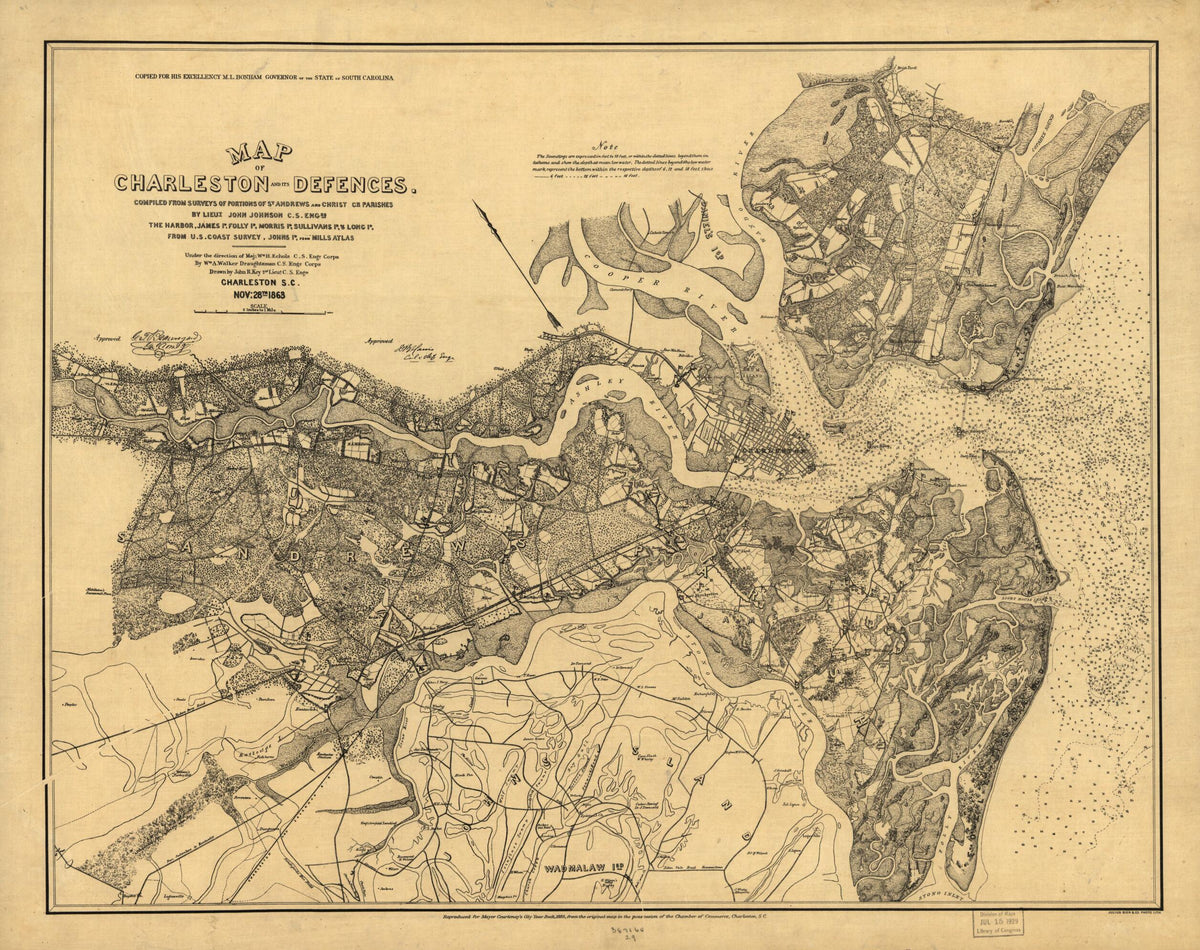 Map of Charleston and Its Defences 1885 by Relic Map Company