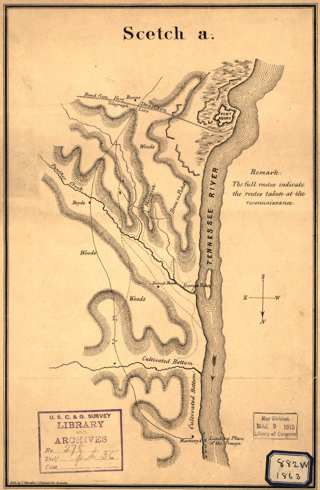 This old map of Map of Fort Henry, Tennessee, and Environs from 1863 was created by Julius Pitzman, T. Schrader in 1863