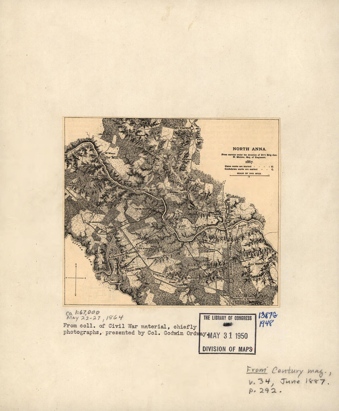 This old map of 27, 1864 from 1887 was created by N. (Nathaniel) Michler in 1887