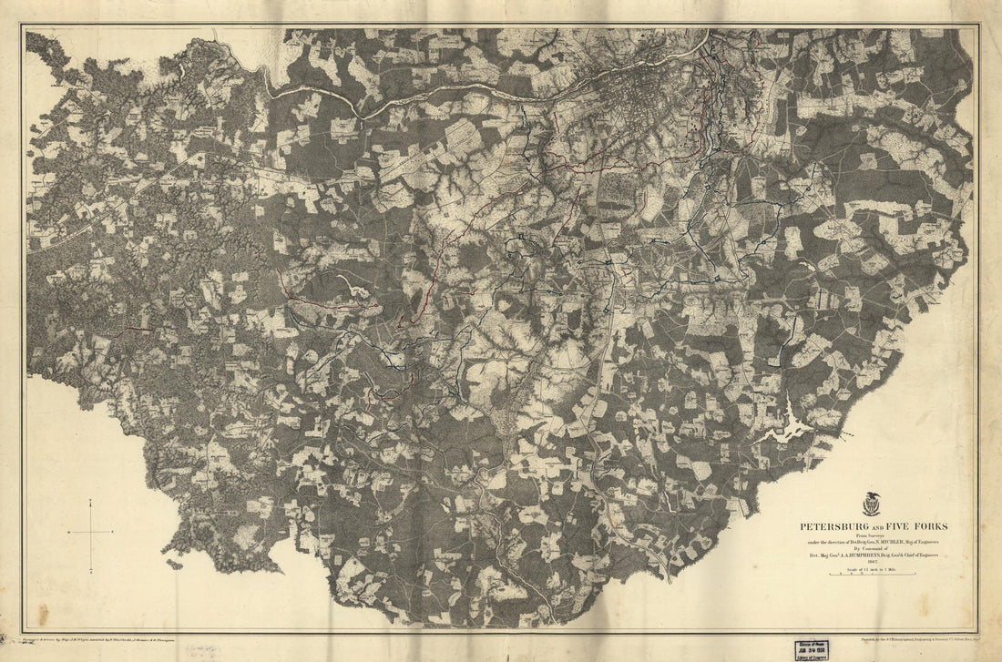 This old map of 1865 from 1867 was created by N. (Nathaniel) Michler in 1867