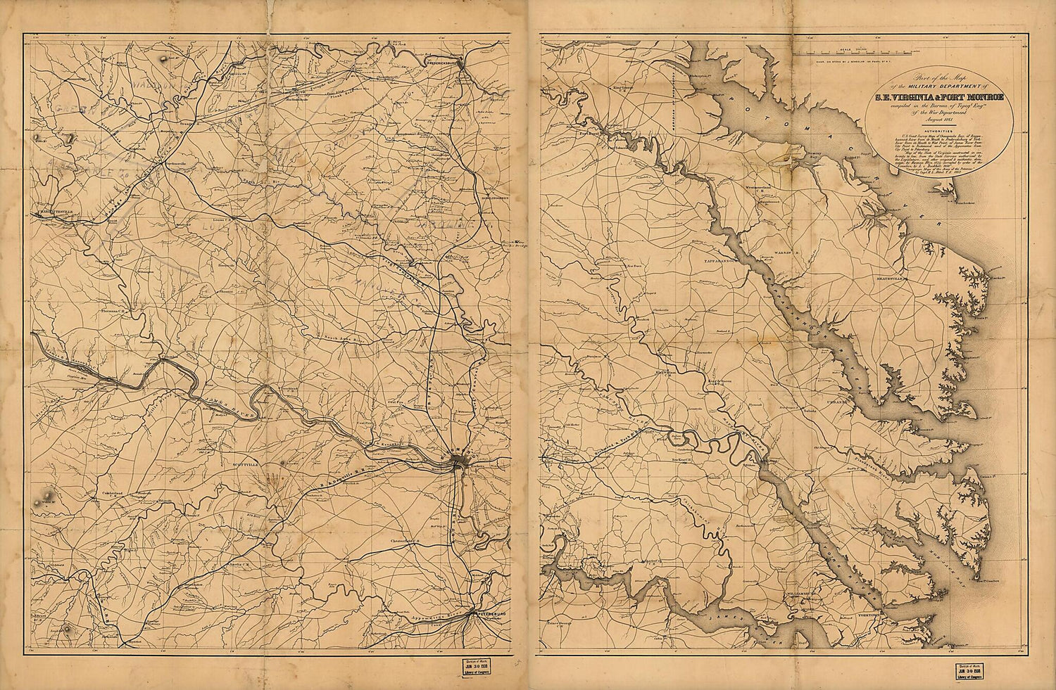 This old map of Part of the Map of the Military Department of S.E. Virginia &amp; Fort Monroe from 1862 was created by  United States. Army. Corps of Topographical Engineers in 1862