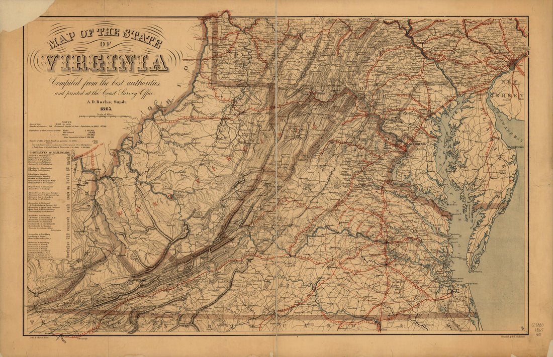 This old map of Map of the State of Virginia from 1865 was created by W. L. Nicholson in 1865