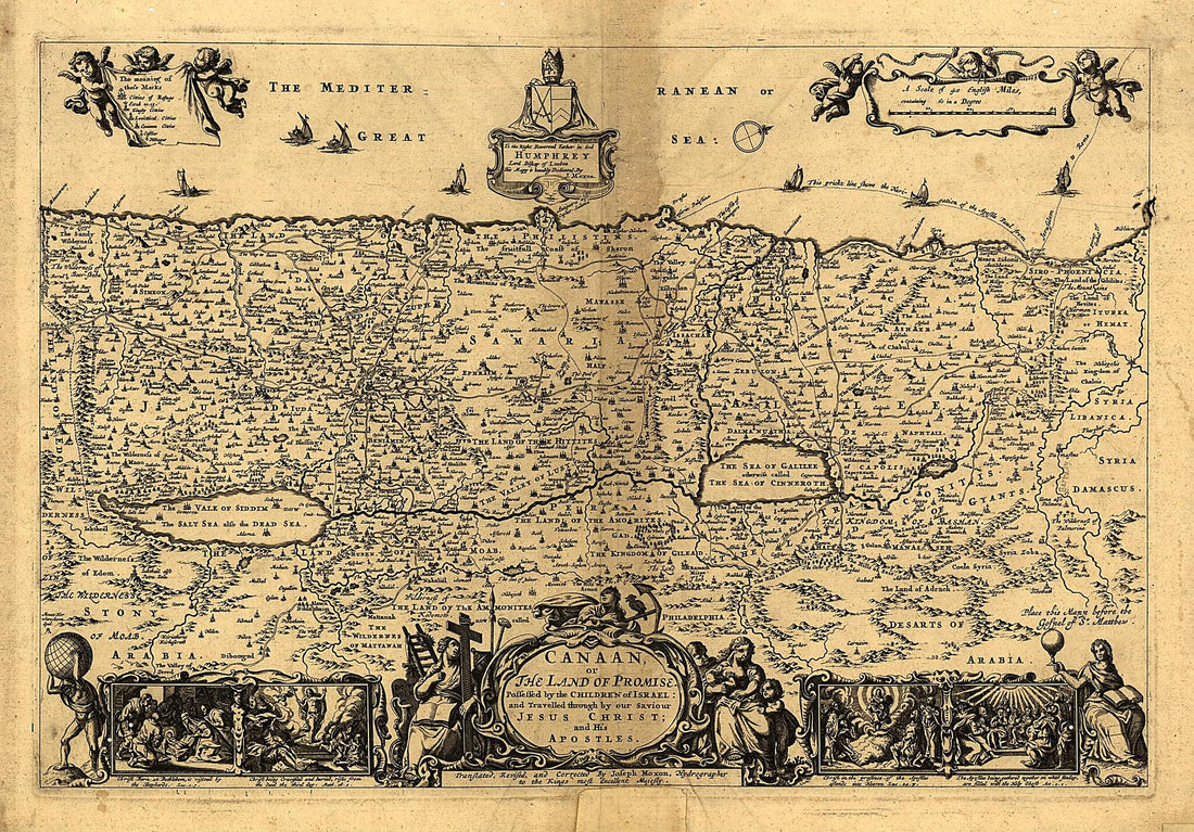 This old map of Canaan, Or the Land of Promise. (Land of Promise) from 1700 was created by Joseph Moxon in 1700