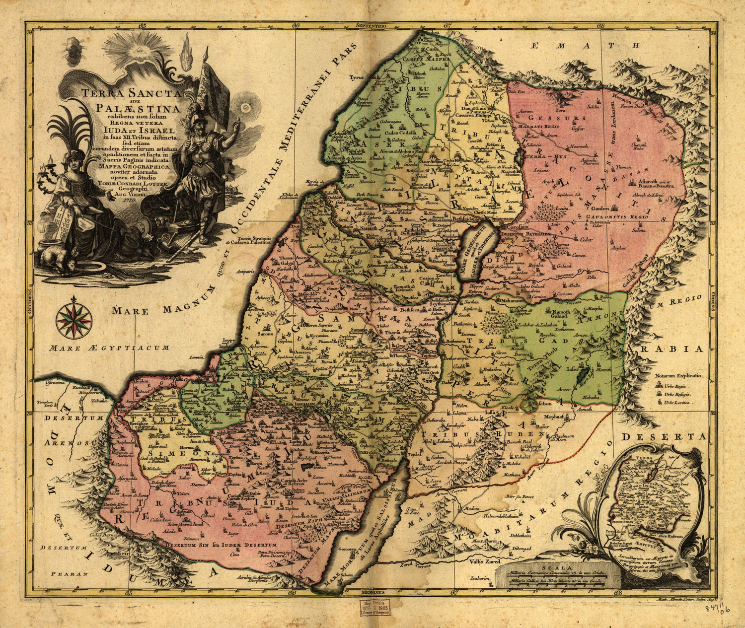 Terra Sancta Sive Palæstina Exhibens No Folum Regna Vetera Iuda Et Israel In Fuas XII Tribus Diftincta, Fed Etiam Eorundem Diverfarum ætatum Conditionem Et Facta In Sacris Paginis Idicata 1759 by Relic Map Company