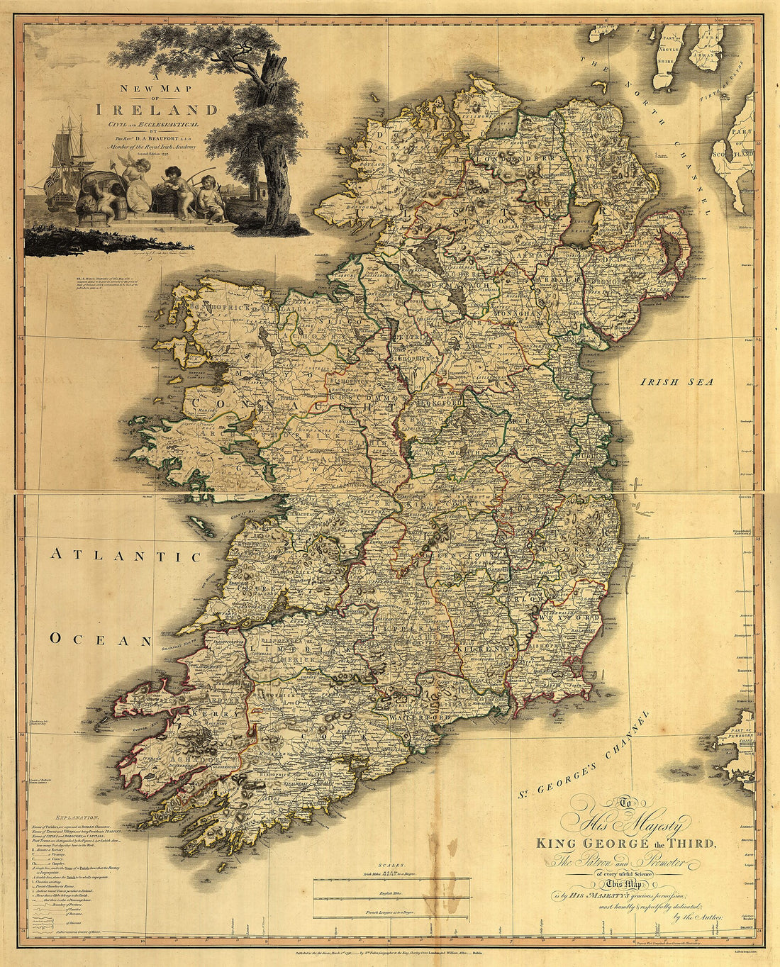 This old map of Memoir of a Map of Ireland from 1797 was created by Daniel Augustus Beaufort, William Faden, Samuel John Neele,  W. Allen (Firm) in 1797