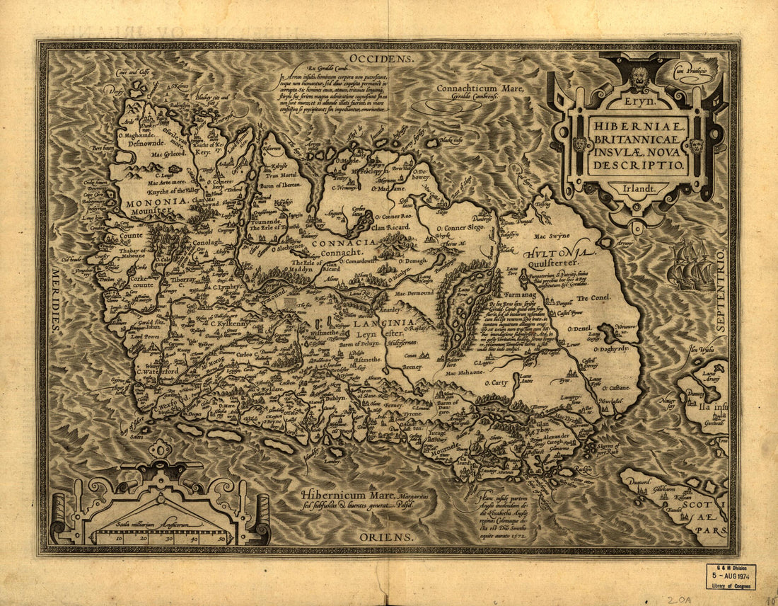 This old map of Hiberniae, Britannicae Insvlae Nova Descripto from 1598 was created by Abraham Ortelius in 1598