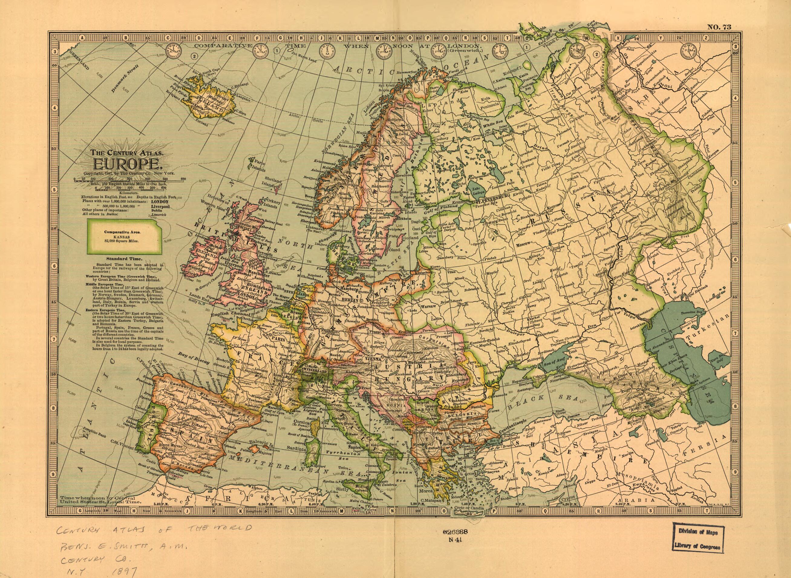 Europe in 1897 by Relic Map Company