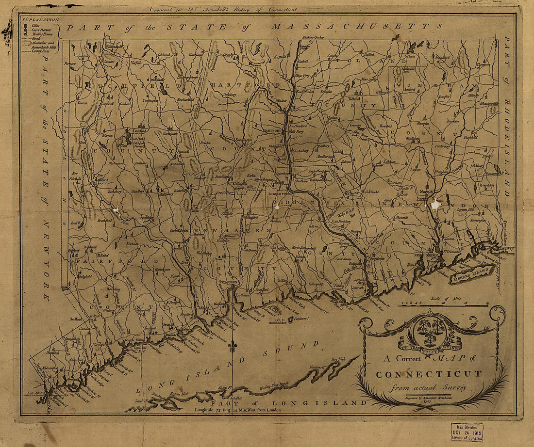 This old map of A Correct Map of Connecticut from Actual Survey from 1797 was created by Amos Doolittle in 1797