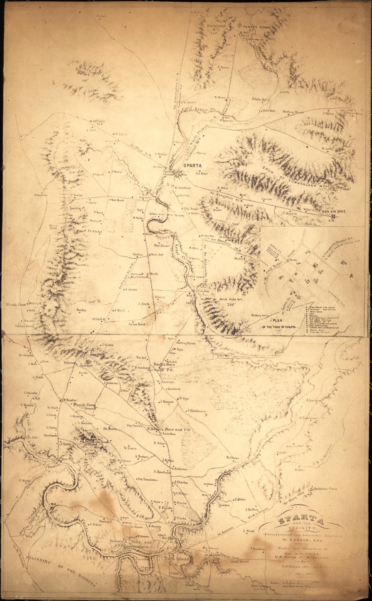 Sparta and Its Vicinity 1863 by Relic Map Company