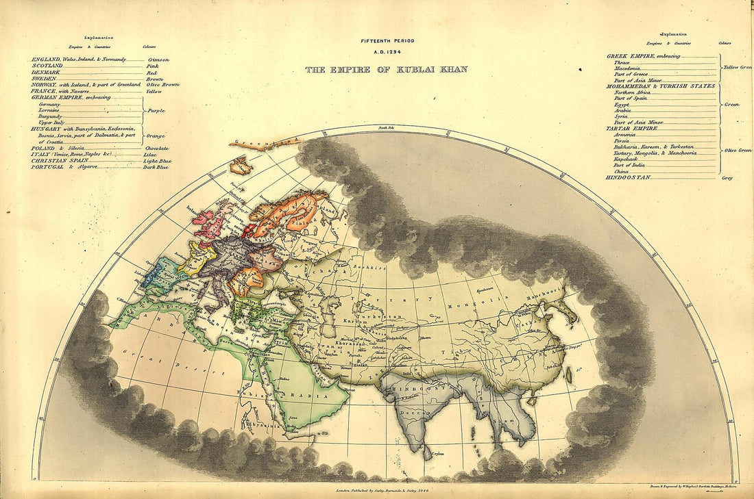 This old map of An Historical Atlas, In a Series of Maps of the World As Known at Different Periods, Constructed Upon an Uniform Scale, and Coloured According to the Political Changes of Each Period (Historical Atlas) from 1846 was created by William Hug