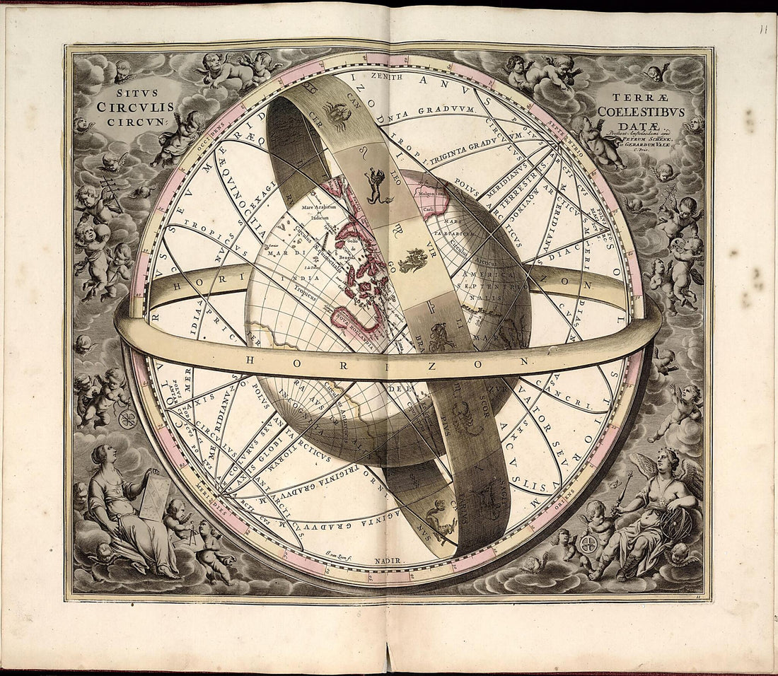 This old map of 12. Hemisphaeria Sphaerarum Rectae &amp; Obliquae, Utriusque from Atlas Universalis Et Novus from 1708 was created by G. (Gerard) Valck in 1708