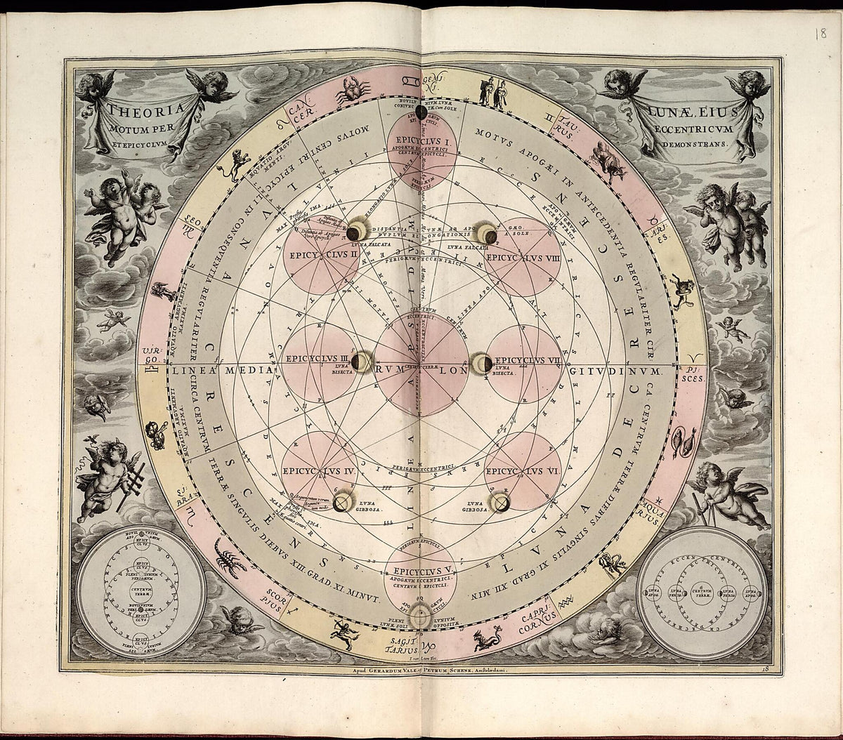 19. Typus Selenographicus, Lunae Phases &amp; Aspectus from Atlas Universalis Et Novus 1708 by Relic Map Company