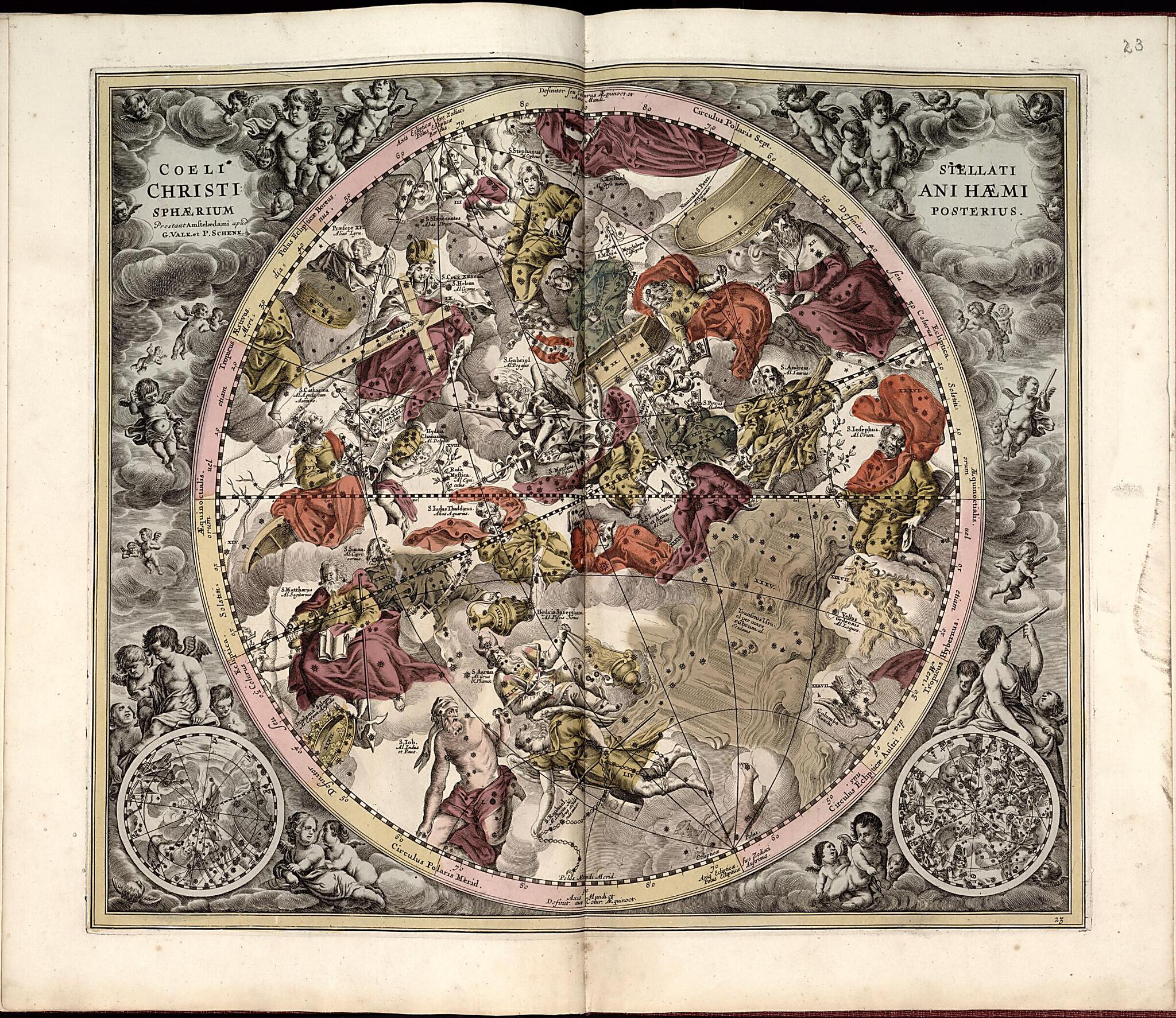 This old map of 25. Hemisphaerii Borealis Coeli &amp; Terrae Sphaerica from Atlas Universalis Et Novus from 1708 was created by G. (Gerard) Valck in 1708