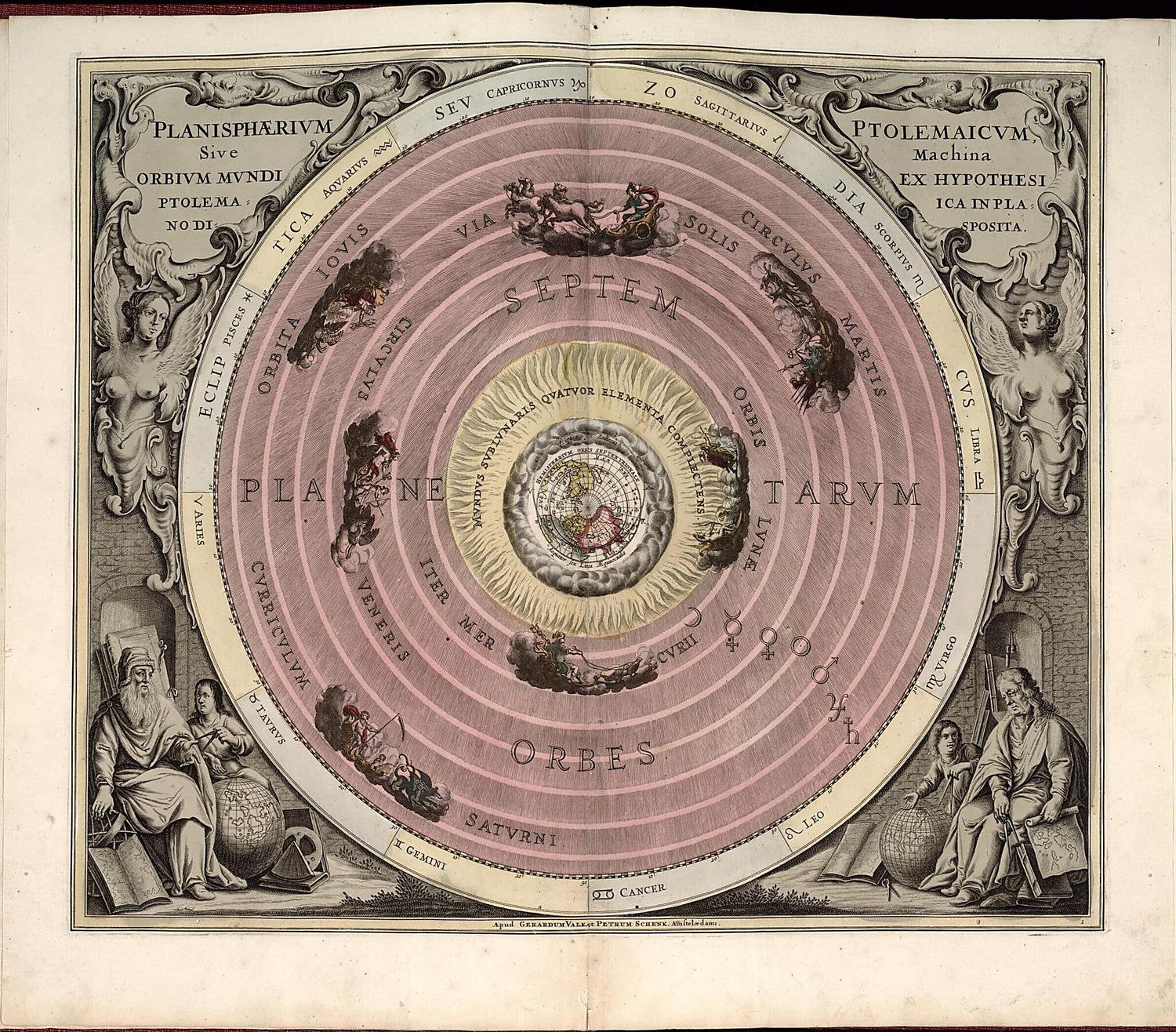 This old map of 1. Planisphaerium Ptolemaicum, Sive Machina Orbium from Atlas Universalis Et Novus from 1708 was created by G. (Gerard) Valck in 1708